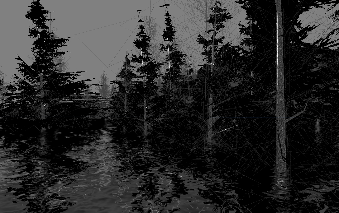 Мрачный пейзаж. Черный лес. Страшный лес. Дождливый лес.